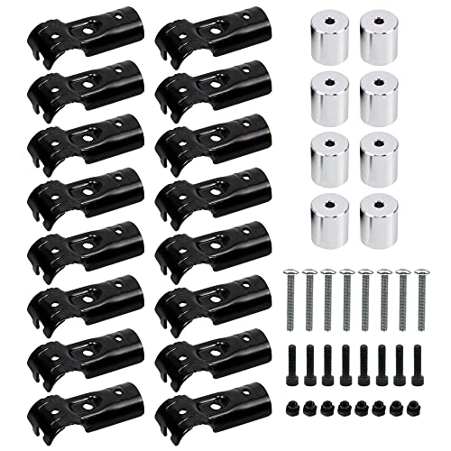 Kiload アルミ製ルームベアリングロッドブラケット車用ルーフキャリアバー イレクターパイプ取り付け用 アタッチメント,可以做车内晾衣杆,扶手支架Φ27.5mm NVAN ハイゼットカーゴ に適合,プラスメタルジョイントNSJー1 ブラック 組立て パイプ ラック T字 3方向 ジョイント