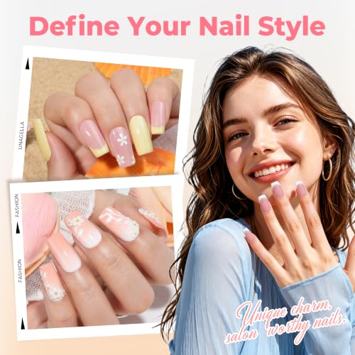 Image of UNA GELLA Medium Square Nail Tips 450PCS Fake Acrylic Gel Nail Tips