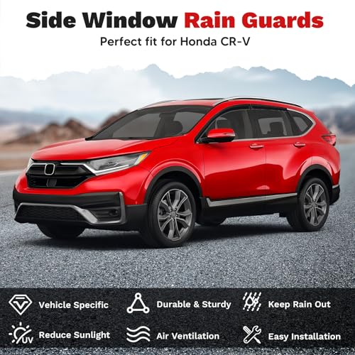 Image of Canvcle CRV Rain Guards - Window Visors for Honda CR-V 2017-2022, Outside-Mount Tape-On Side Window Wind Deflectors for CRV Accessories, Vent Visors Shades Rainproof 4PCS