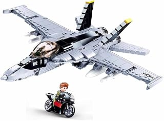 Sluban F-18 US Hornet Fighter Jet Airplane Air Force - M38-B0928-682 Pieces - 100% Compatible. Includes Box. Building Bricks Toy (M38-B0928)