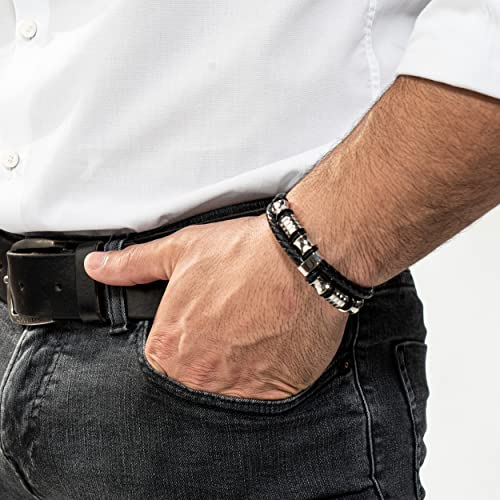 SERASAR Premium Leren Armband voor Heren in Zwart | Magnetische Sluiting van Roestvrij Staal in Zwart, Zilver en Goud | Inclusief Sieradendoosje | Geweldig Cadeau-Idee - Afbeelding 4