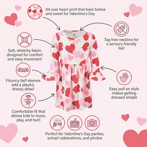 Image of Girls Long Sleeve Ruffled Dresses for Toddlers and Kids