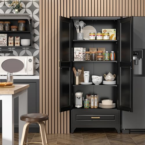 Image of SteeLoong 75 inch Metal Storage Cabinet with Doors and 3 Adjustable Shelves