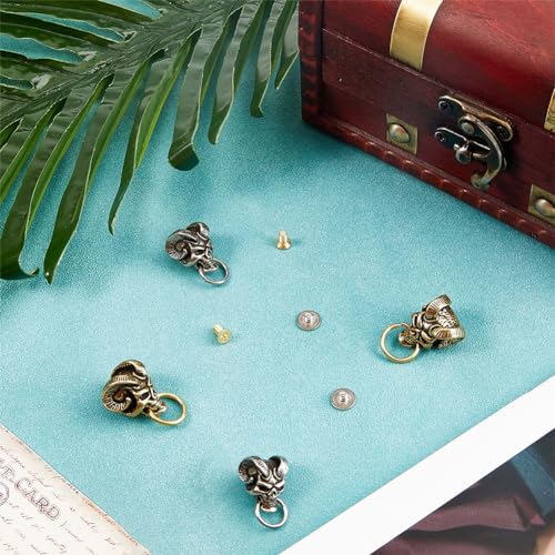 Image of GORGECRAFT 4Pcs 2 Colors Brass Conchos Screw Back Skull Stud Back Rivets Leather Crafting Coin Concho Skull Head Punk Decorative Nail Buttons for DIY Denim Jeans Decoration Wallet Chain Connector