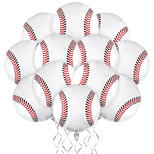 durony 12 Pieces 18 inches Baseball Balloons Baseball Themed Party Decorations Foil Mylar Baseball Balloons For Birthday Party Supplies