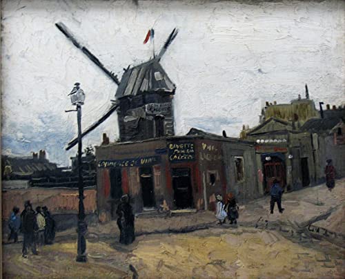 Peinture sur toile Van Gogh Moulin de la Galette tableau chambre déco 60x90