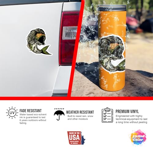 Image of Mullet Bass Sticker (2 Pack), Strong Adhesive Waterproof Funny Fishing Stickers and Decals - No Fade, Used for Laptop, Mobile, Window, Bumper, RV, Water Bottle, Boat, Truck & Car
