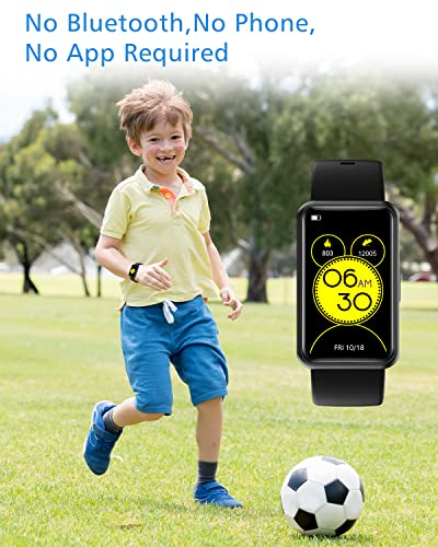 Cloudpoem Fitness Tracker No Bluetooth No APP/Phone Required, Fitness Watch for Men Women Parents Kids Pedometer Watch with Sleep Tracker Steps Counter Alarm Clocks IP68 Waterproof (Black)