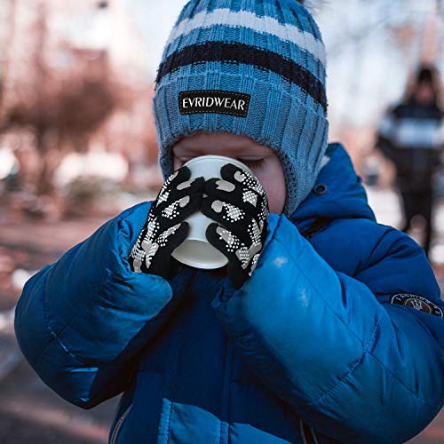 Image of EvridWear Boys Girls Magic Stretch Gripper Gloves 3 Pair Pack Assortment, Kids One Size Winter Warm Gloves Children