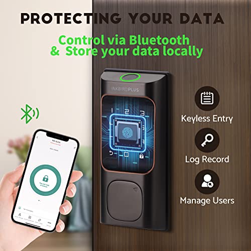 Keyless Entry Door Lock, Inkbirdplus Fingerprint Door Lock With Keypad, Bluetooth Electronic Deadbolt, Smart Lock For Front Door, Anti-Peeping Password, Auto Lock, Easy Install-Oil-Rubbed Bronze #TOP3