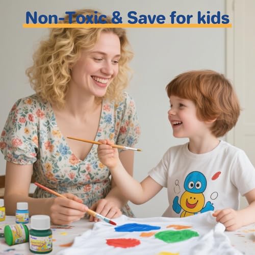 Pintura Textil Permanente,16 Colores X 20ml,Kit de Pintura para Tela,3 Pinceles,No Tóxico Pintura Textil para Pintar Ropa, Zapatillas, Camisetas, Vaqueros y cualquier Tejido
