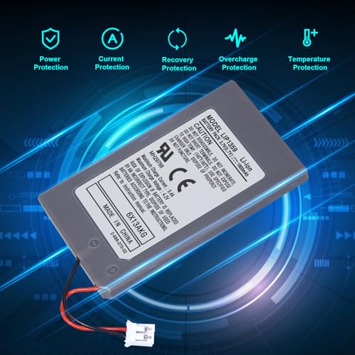 Image of Battery Replacement for PS3 Controller, 1800mAh LIP1359 Li-ion Battery with Cable, Compatible with PlayStation 3 DualShock 3 Wireless Controllers (CECHZC2E, CECHZC2U)