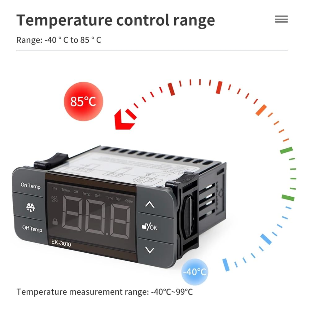 Controlador digital de temperatura de 220 V, interruptor de calor frío, refrigerador, sensor de termostato de descongelación (EK-3030), fácil de instalar y usar
