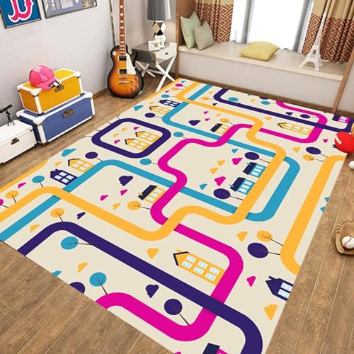 カーペット ラグ 道路 キッズ プレイマット ロードマップ 160*230cm 子供部屋 絨毯 キッズ 遊びマット リビング 教育用 遊べる 防音 赤ちゃん 女の子 掃除簡単 防音マット 出産祝い 長方形 大判 地図マップ おもちゃ かわいい 保温 ふわふ