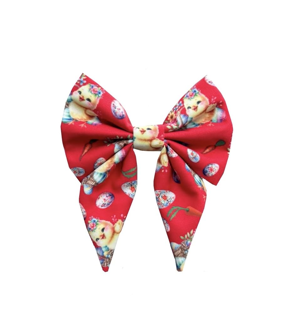 New Dogs Bow Tie Bowtie Sailor Easter Rabbit EGGS carrots RED Elastic Band ACCESSORY UK (Chicken Small), pink