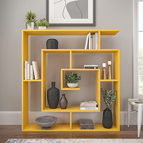 Ada Home Décor Briscoe Bookcase, 49'' X 51'' X 8.5'', Mustard #TOP23