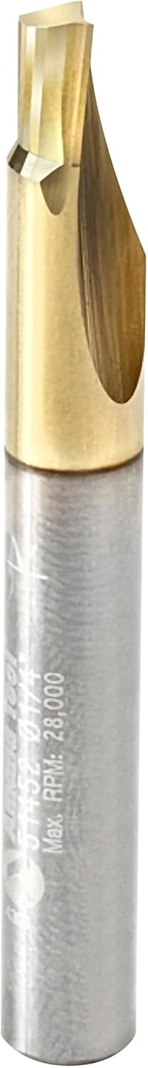 Amana Tool Solid Carbide Soft Aluminum Cutting Up-Cut (Up Shear) Router Bit, ZrN Coated, 51452, 1/4 D x 1/4 CH x 1/4 SHK x 2 Inch Long x 1 Flute