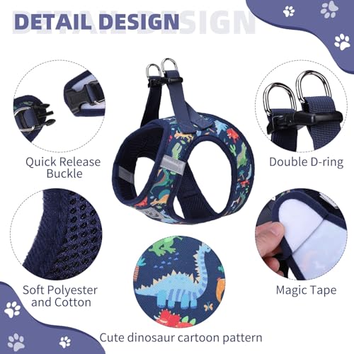 Kooltail Dog Harness for Small Medium Dogsdog Harness and Leash Set Step in No Pull Soft Mesh Padded Adjustable and Reflective Pet Vest Harness Puppy Plaid Extra Harness for Xs S Dogs Dinosaur S  Cucciolini Doodles Kooltail dog harness for small medium dogsdog harness and leash set step in no pull soft mesh padded adjustable and reflective pet vest harness puppy plaid extra harness for xs s dogs dinosaur s   cucciolini doodles