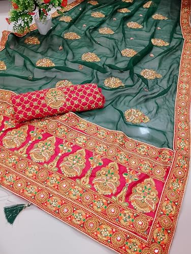 Image of Women's Designer Bollywood Soft Georgette Heavy Embroidery Sequins Work Sarees For Wedding With Blouse Piece