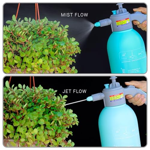 Image of ECO365 Rhino Garden Sprayer 2.2L | Hand Pump Pressure Sprayer | Adjustable Brass Nozzle for Mist & Stream | Handheld Watering Spray Bottle for Watering & Cleaning (Blue)