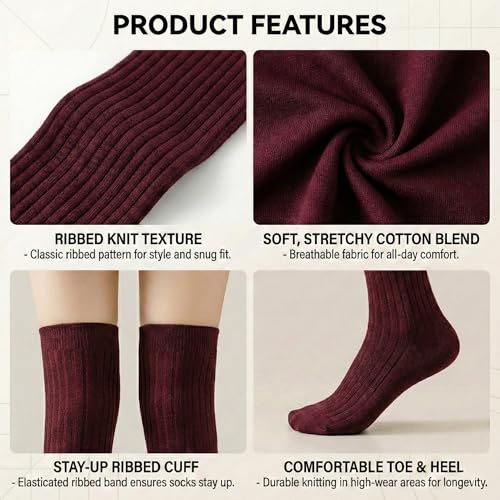 Image of Kraptick Women's Ribbed Thigh High Socks - Soft Stretchable Knit Over the Knee Socks for Winter, Casual & Layered Wear