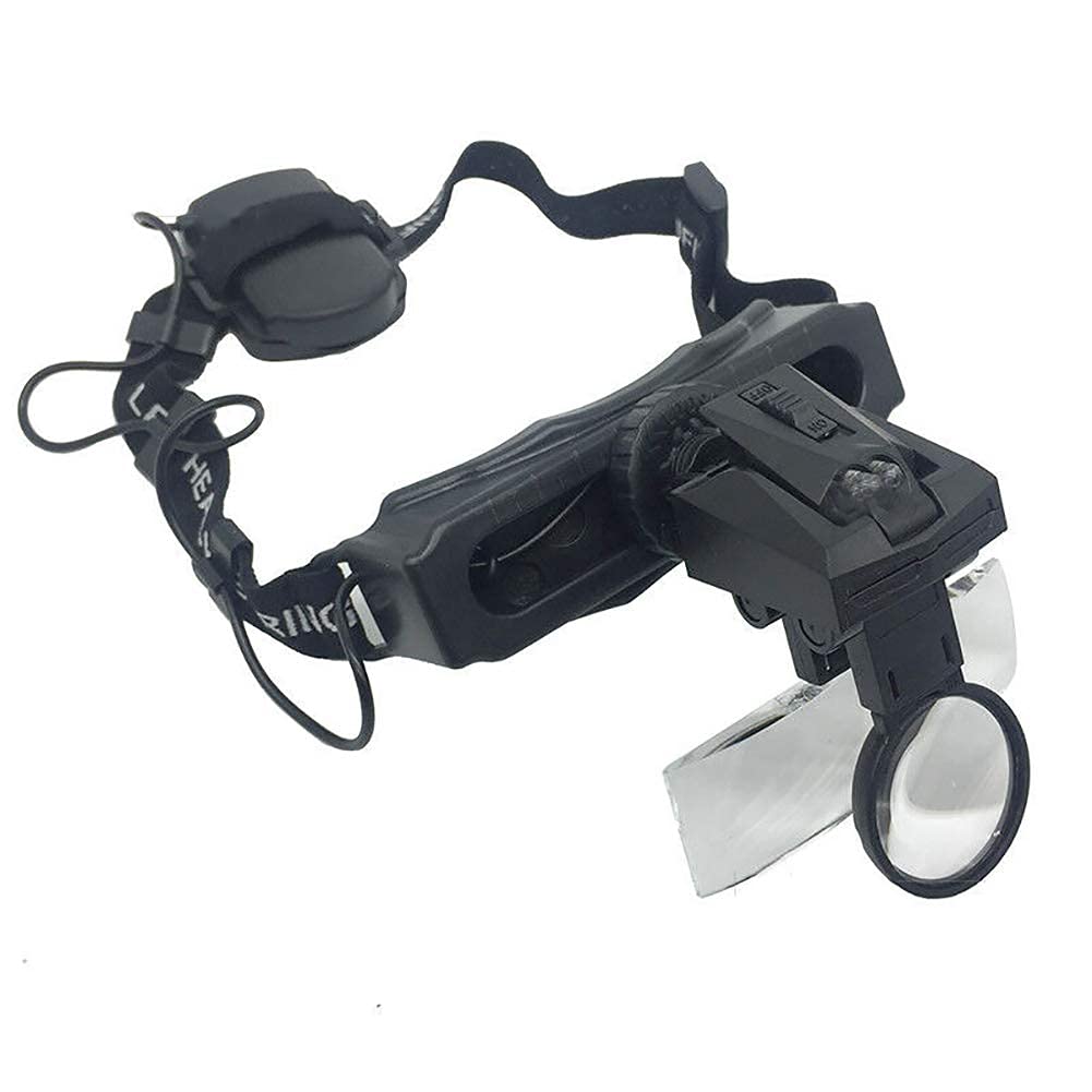 asdchZen Dental Loupes,Head Mount Magnifier,Binocular Loupes,Headband Magnifier,Lighted Magnifying Headband Glass Loupe Visor With 2 Light For Close Work,Jewelry Work,Watch Repair,