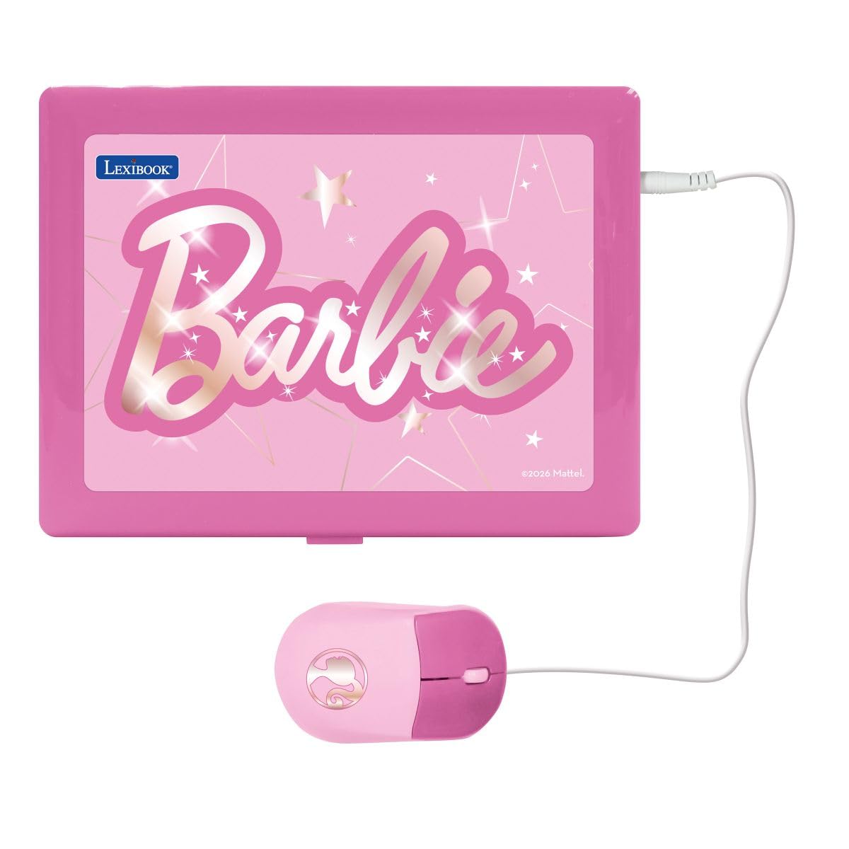 Lexibook, Barbie laptop edukacyjny, dwujęzyczny, angielski i włoski, 164 aktywności, matematyka, gra logiczna, tryb muzyczny, duży ekran LCD, design Barbie, różowy, JC601BBi5LXB