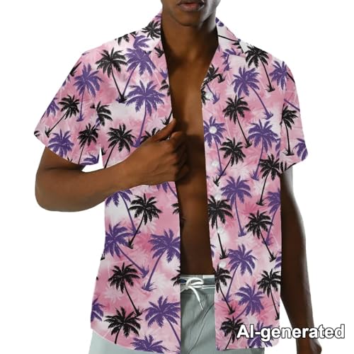 Image of Hawaii Matching Couple Outfits Husband and Wife Clothing Fashionable Mens Casual Shirts Hawaii Dress with Soft Fabric