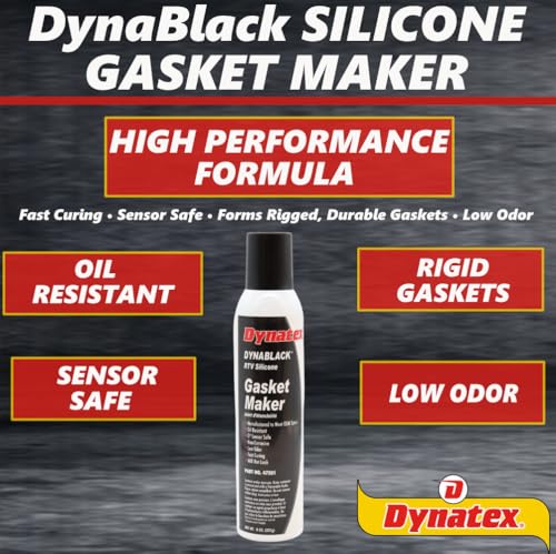 Image of Dynatex DynaBlack RTV Silicone Gasket Maker 8oz Auto Can - 500F High Temperature, Sensor Safe, Low Odor, and Non-Corrosive Silicone Sealing Compound Made in the USA (12-Pack)