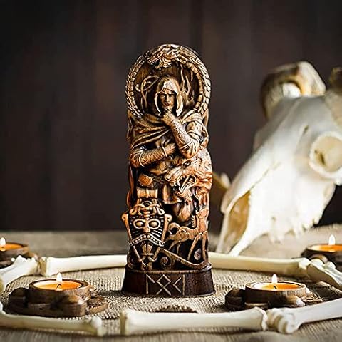 Norse God Resin Statue Scandinavian Pantheons Norse Gods Figurine Craft Viking Mythology,Home Wine Cabinet Shelt Bookcase Sculpture Orament,Unique Office Desk Desktop Table Arrangement Gift Home Decor Cover