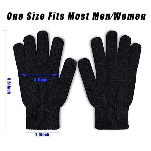 COTRUERE 3 Pairs Winter Magic Gloves Adults Warm Stretchy Unisex Black Gloves One Size Fits Most Men Women Teens Magic Knit Gloves