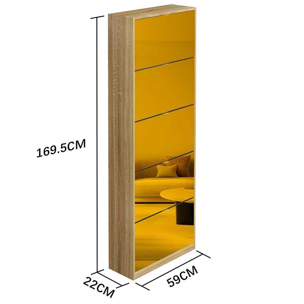 BAKAJI Scarpiera con Ante a Specchio Ribaltabili, Porta Scarpe con Ripiani a Ribalta e Maniglie, Struttura Salvaspazio Design Moderno, Ideale per Soggiorno, Ingresso, Salotto, Ufficio