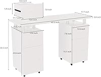 Vista 3 de Nail Tech - Escritorio de uñas para Nail Tech de 47 pulgadas, mesa de manicura con cajones/almohadilla de muñeca/ruedas bloqueables, estación