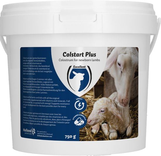 Holland Animal Care Excellent Colstart Plus – Para apoyo a corderos recién nacidos, débiles o sin madre y/o partos múltiples, 750 gramos, adecuado para corderos