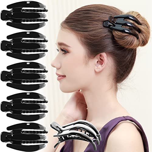 Pinzas para cabello negras curvas paquete 6 piezas