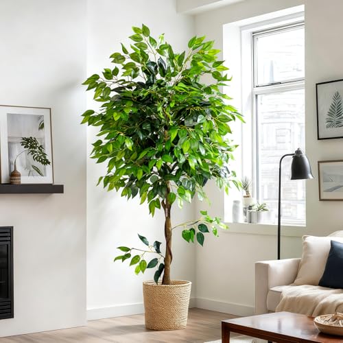 6ft Artificial Ficus Tree for Home Decor, Faux Silk Plants Faux P...