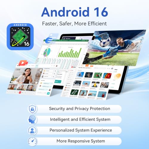 Image of 10.9 Inch Android 16 Tablet, Gemini AI,16GB RAM, 64GB Storage | Gemini AI, 7000mAh battery, dual-band Wi-Fi, parental controls and expandable storage