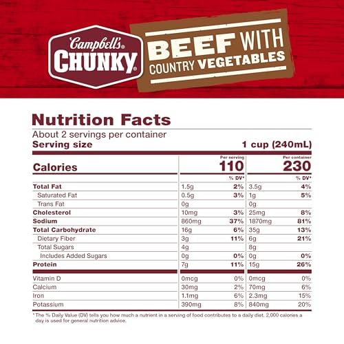 Image of Campbell's Chunky Soup, Beef Soup with Country Vegetables, 18.8 Oz Can