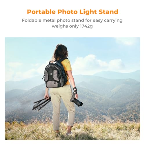 Image of K&F Concept Light Stand for Photography, 9.1ft /2.8M Portable Extendable Photo Video Tripod Stand, Heavy Duty Light Stand Lighting Tripod with 1 /4 inch Screw for Strobe Light /Webcams /Cameras /Softbox