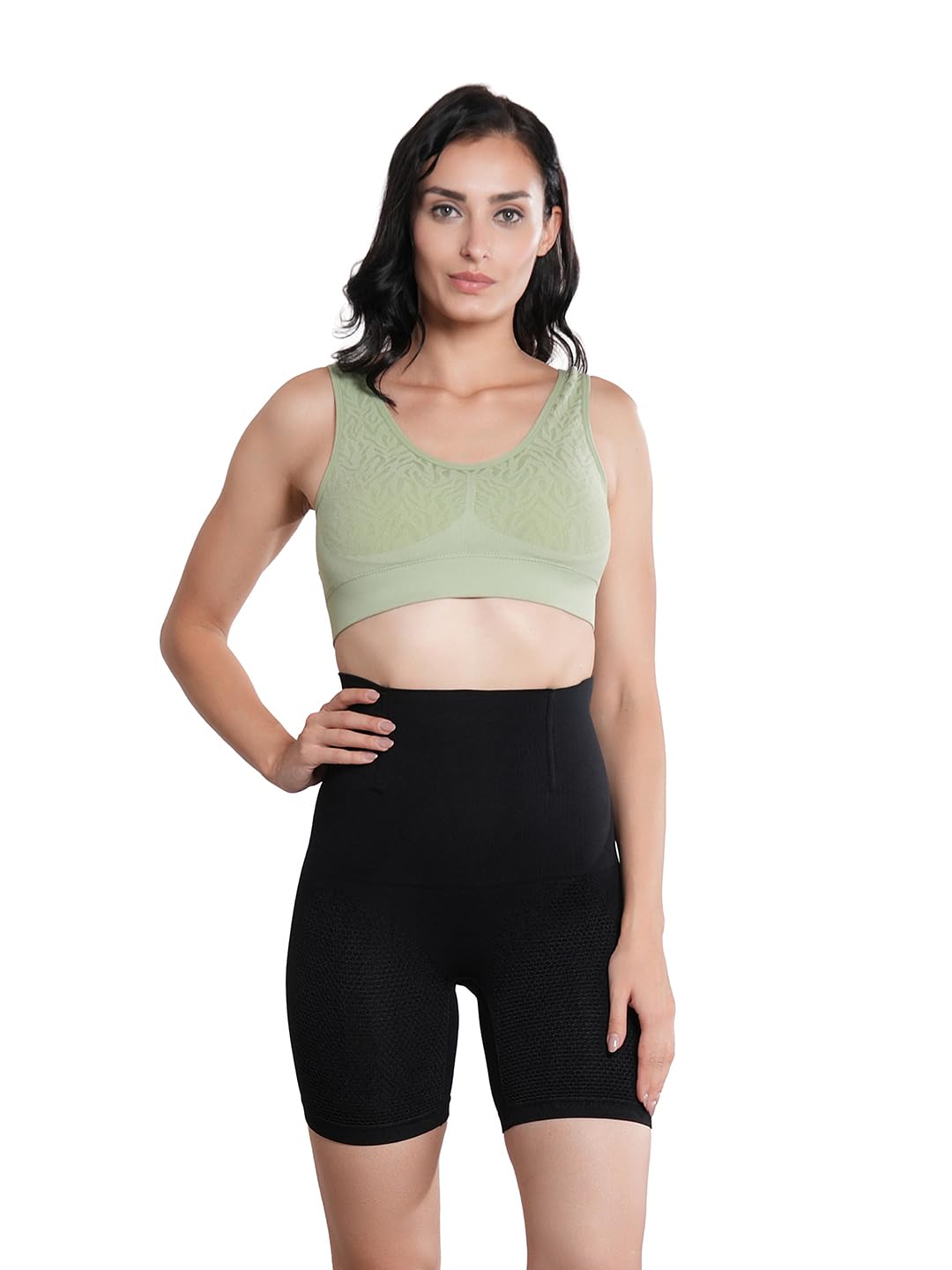 High Waist Tummy Control Shapewear Shorts for Women – Hip Lift & Thigh Slimming | Seamless Stretch Fit Innerwear with Diamond Texture Fabric & Memory Cartilage Support-image-9