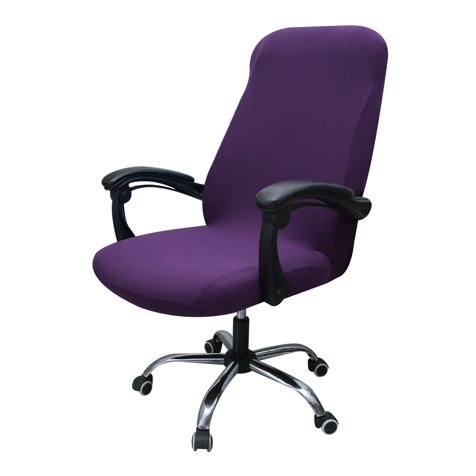 Highdi Funda para Silla Giratoria, Color Sólido Funda Universal para Silla de Ordenador Fundas para Sillas Oficina/Gaming Cubierta de Sillas Elastica Funda Protectora de Sillas (Morado Oscuro,M)