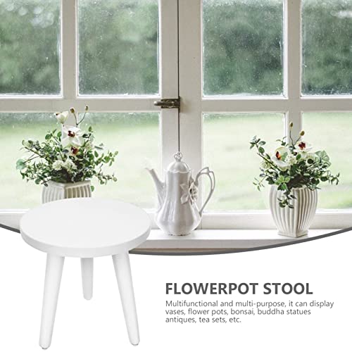 Cabilock Wooden Plant Stand Flowerpot Holder Small Indoor Outdoor Round Flower Pot Frame 8 Inch Height for Balcony Garden Display - Image 2