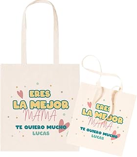 DEREGALOOS Bolsa Tote Bag Personalizada con nombre. Bolso Personalizado con Frase Divertida. Regalo Original Día de la Mad...