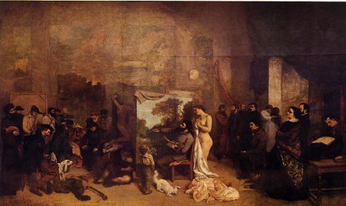 Amazon.co.jp: クールベ・「画家のアトリエ 現実的寓意画」 プリ