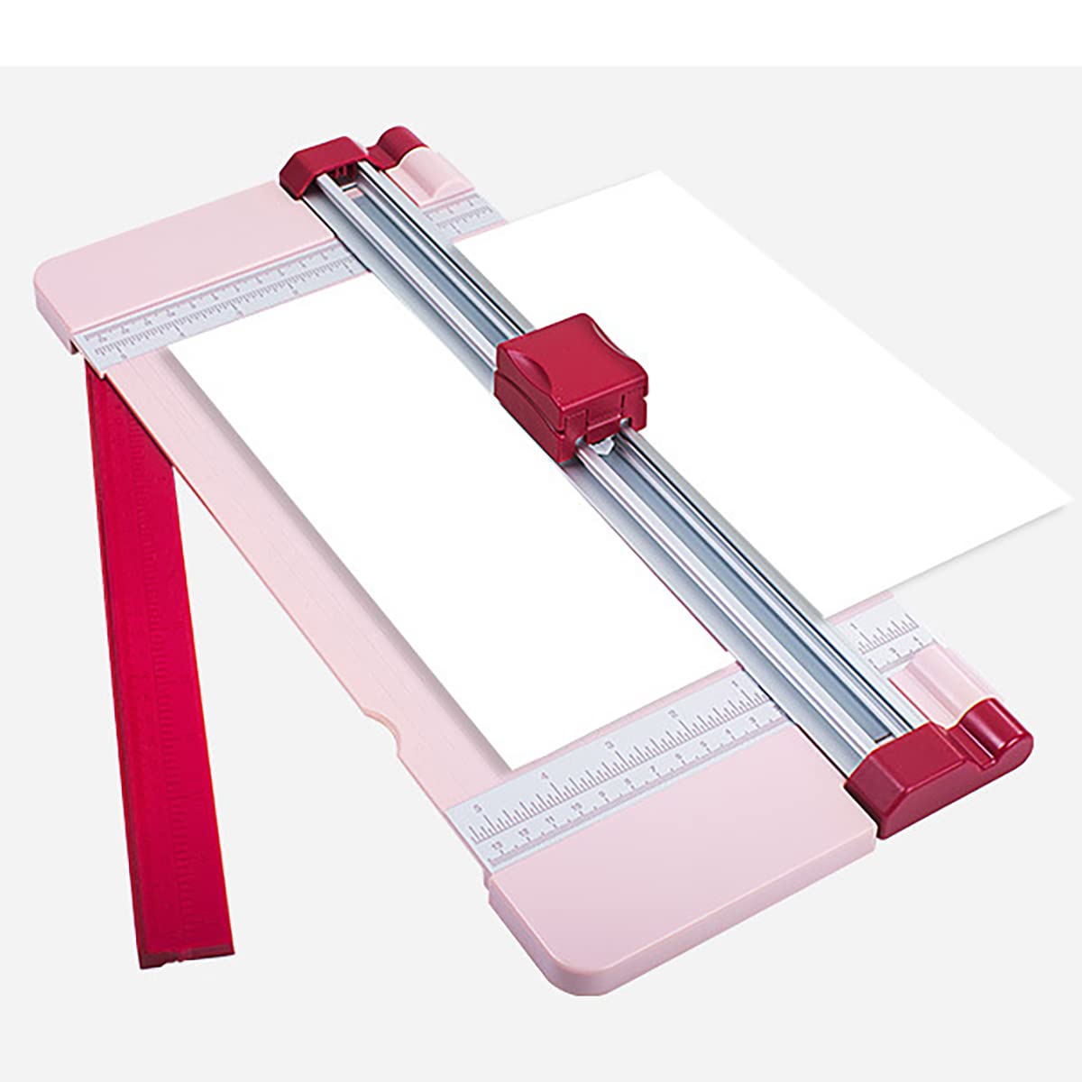 Rosa Papierschneider, 6 verschiedene Messerboxen, multifunktionaler Schnittlängen-Papierschneider, A4 A5, DIY Papierschneidemaschine für Büro/Schule/Heimgebrauch, B
