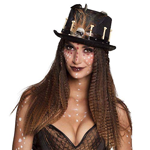 Boland Voodoo Nawu Hat - Black Voodoo Hat with Bone and Feather Decorations, Perfect for Halloween Cosplay, and Themed Parties - Image 2