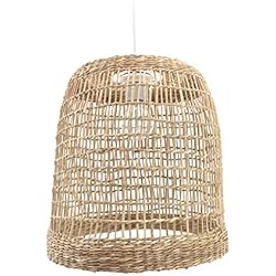 Amazon Lamparas Fibras Naturales Lussiol – Lámpara colgante de ratán trenzado natural, cable blanco, casquillo E27, Ø 30 cm, posibilidad de bombilla LED – Lámpara de techo – Lámpara de techo – Lámpara de techo –
