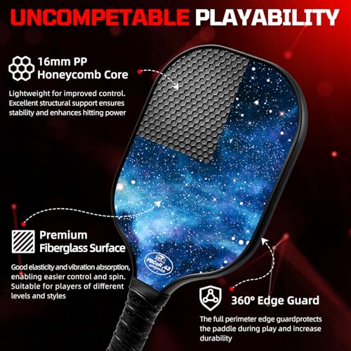 Image of BAGAIL Pickleball Paddles, USAPA Approved Fiberglass Surface Pickleball Set, Lightweight Pickle Ball Rackets with 4 Balls, 1 Bag, Designed in California for Traction and Stability