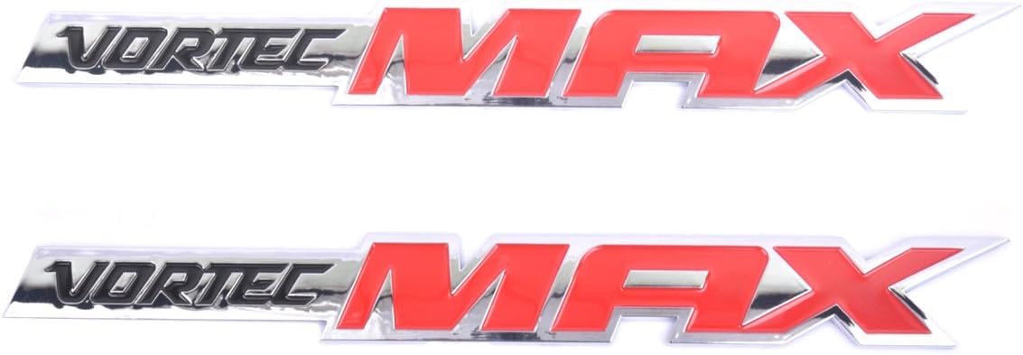 Aimoll 2pcs Vortec Max Door Emblem Logo, Badge Plate Band Decal for Chevrolet 06-09 Silverado Sierra SS 6.0 Gm Truck 6.0 Liter (Chrome Red)