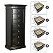 Hives and Honey Landry Standing Jewelry Armoire Cabinet – Jewelry Storage Organizer with Flip-Top Mirror, Side Doors, 7 Drawers, Necklace, Earring, and Bracelet Storage, Black